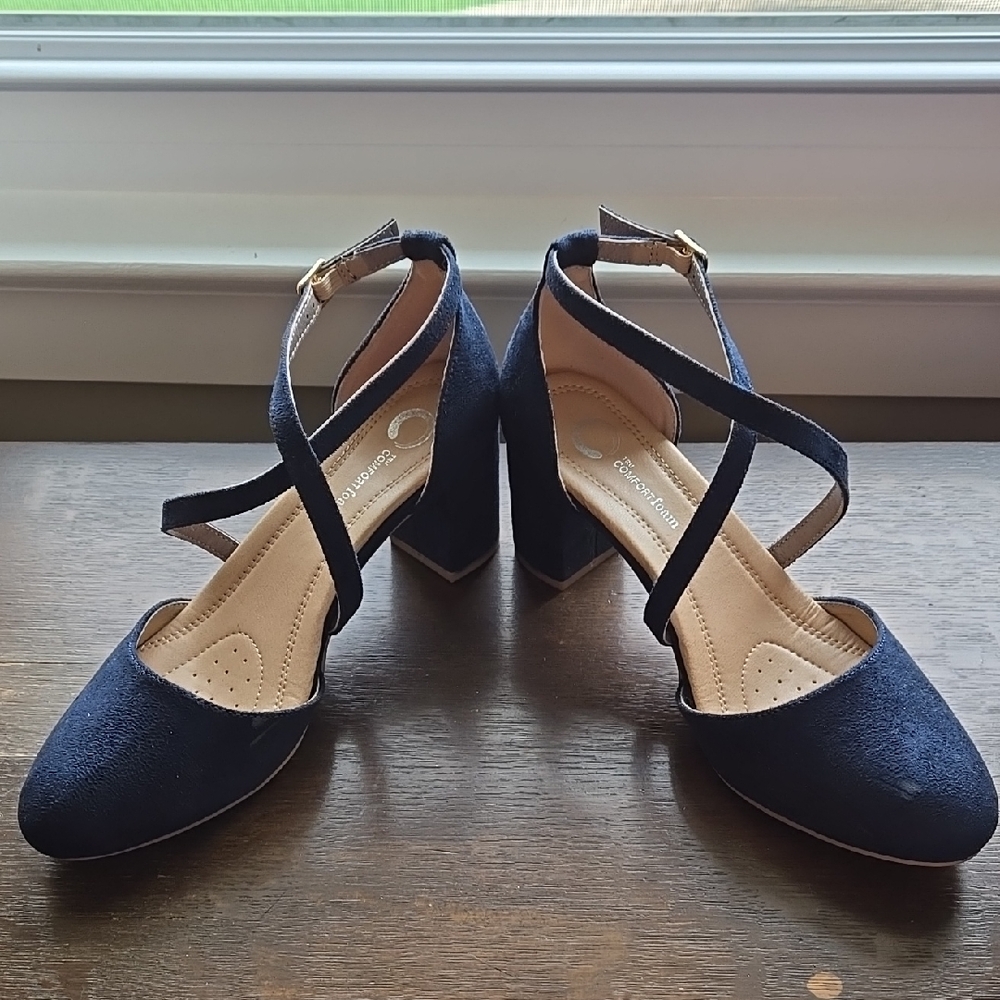 TRU COMFORT Foam, Elegant Navy Blue Women's Heels
